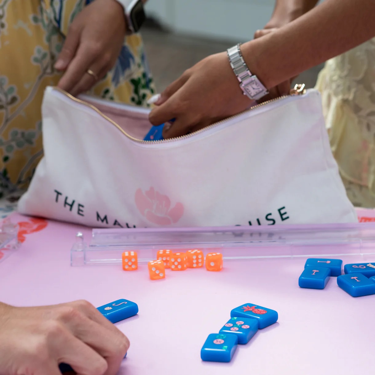 The Mahjong House Canvas Rectangular Tile Bag