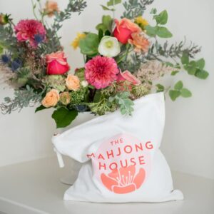 The Mahjong House Canvas Zipper Square Tile Bag