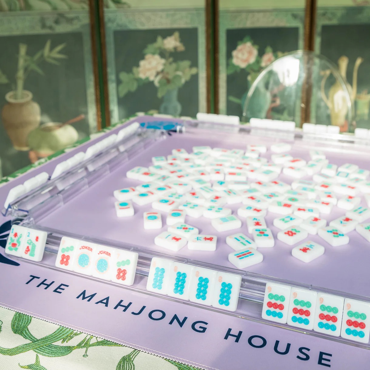 The Mahjong House Blue Peony Mat